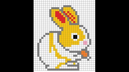 Рисунки по клеточкам кролик