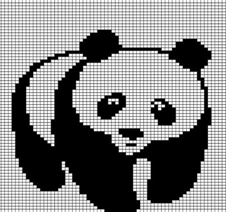 Рисунки по клеточкам Панда маленькая