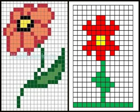 Рисование по клеточкам цветы