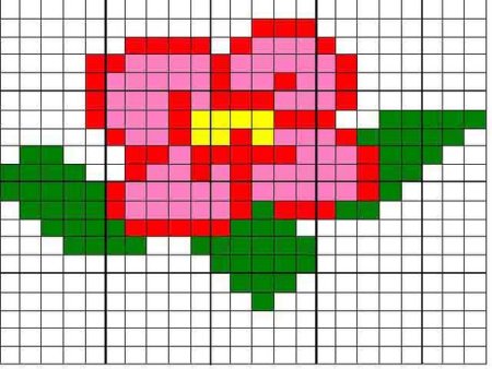 Рисование по клеткам цветок