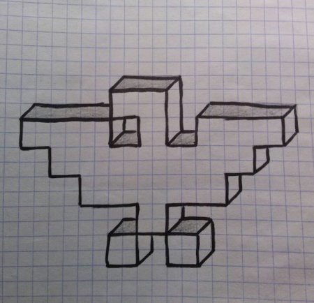 Объёмные фигуры по клеточкам в тетради