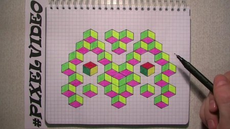 3д рисунки по клеточкам в тетради