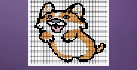 Рисунки по клеточкам корги