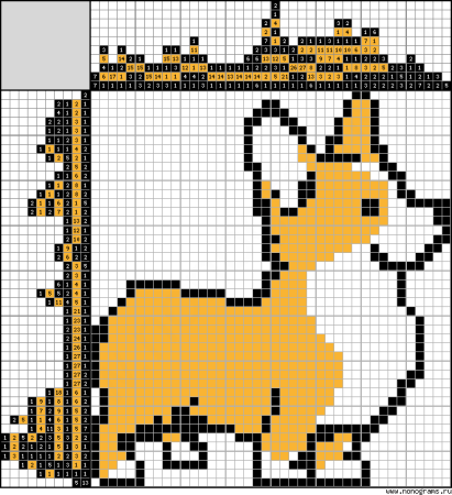 Рисунки по клеточкам корги