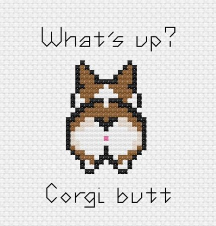 Маленький корги крестиком вышивка