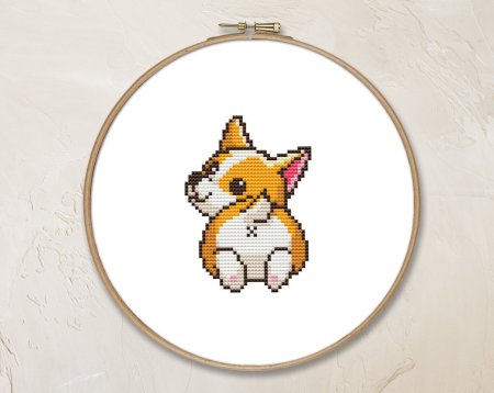 Вышивание крестиком корги