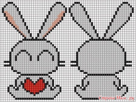 Схема для вышивания крестиком заяц