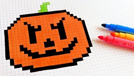 Тыква по клеточкам в тетради