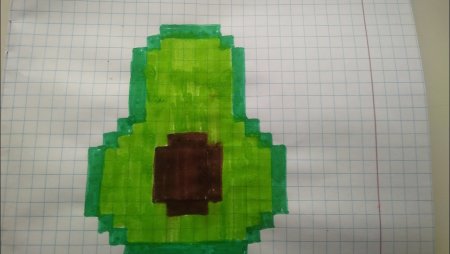 Авокадо по клеточкам в тетради