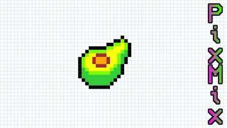 Авокадо с ручками рисунок по пикселям