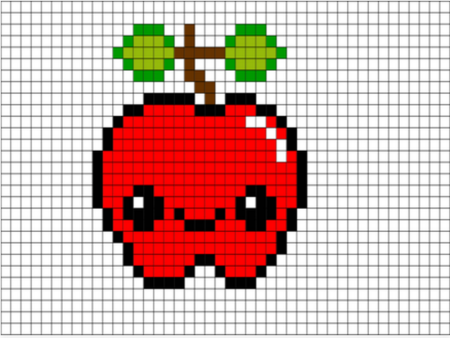 Рисунки по клеточкам фрукты