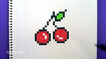 Рисование по клеточкам в тетради вишня