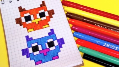 Совенок по клеточкам маленький