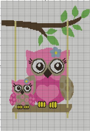 Рисунки по клеточкам Совушки
