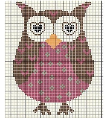 Сова на листе в клетку Вышивание крестиком