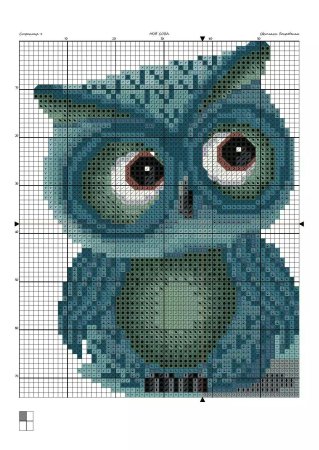 Сова по клеточкам маленькая