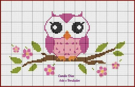 Сова по клеточкам маленькая