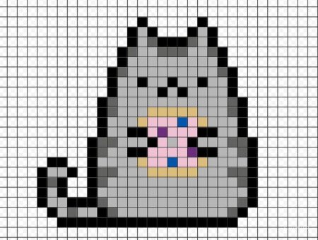 Котики по клеточкам в тетради