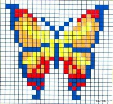 Лёгкая вышивка крестиком бабочка
