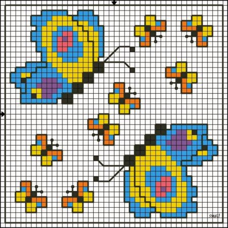 Бабочка по клеточкам в тетради