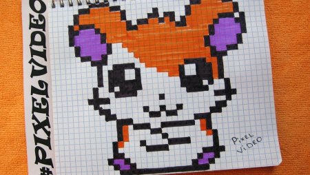 Рисование по клеточкам в тетради хомяк