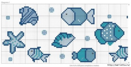 Вышивка крестом рыбки маленькие