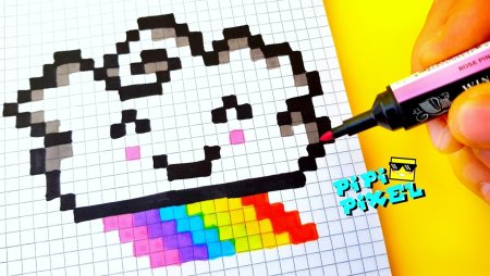 Кавайные рисунки по клеточкам