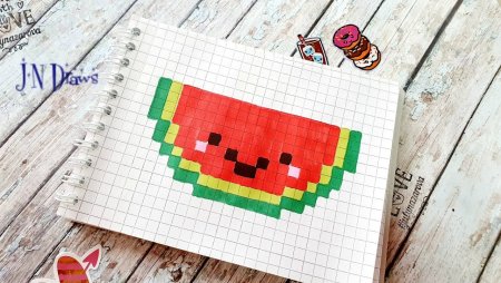 Рисунки по клеточкам Арбуз