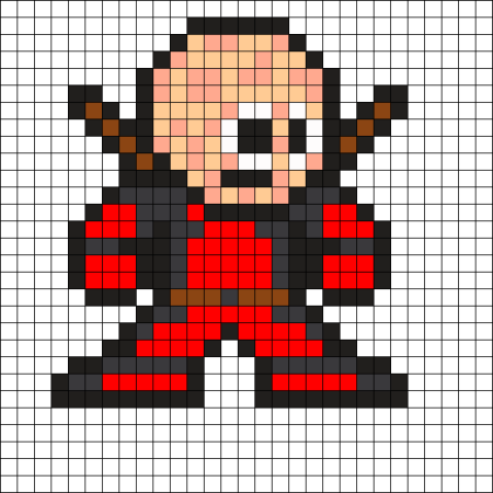 Пиксельный Дэдпул по клеточкам