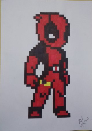 Дэдпул по клеточкам в тетради