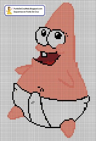 Патрик по клеточкам в тетради