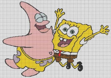 Вышивка крестом Патрик из Спанч Боба