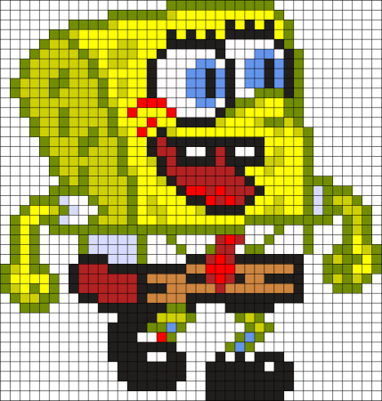 Рисование по клеточкам губка Боб