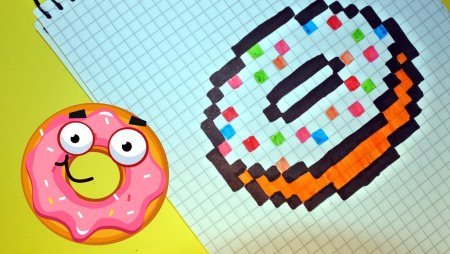 Рисунки по клеточкам пончик