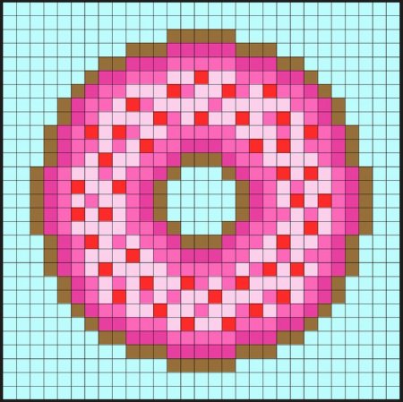 Рисование по клеткам пончик