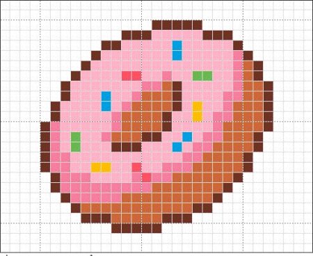 Рисование по клеточкам маленькие пончики