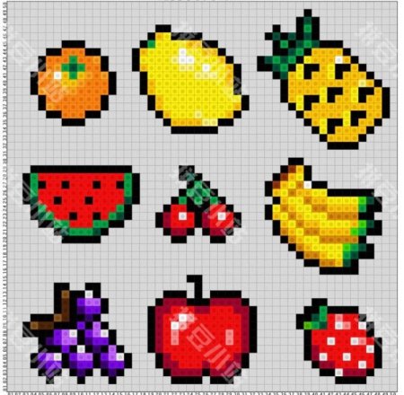 Рисование по клеточкам фрукты