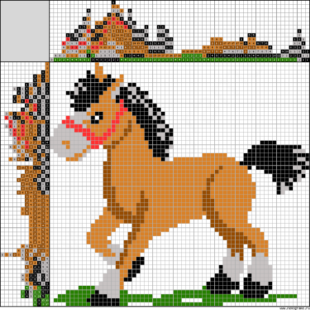 Лошадь по клеточкам