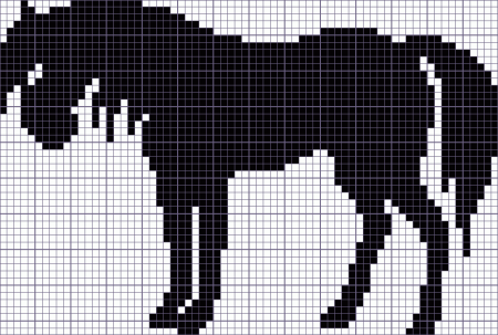 Лошадка по клеточкам в тетради