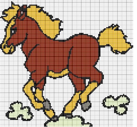 Рисование по клеточкам конь