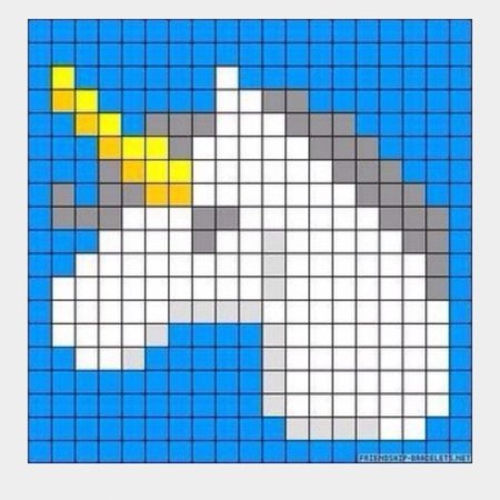 Единорог по клеточкам в тетради