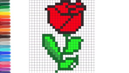 Рисовалки по клеточкам роза