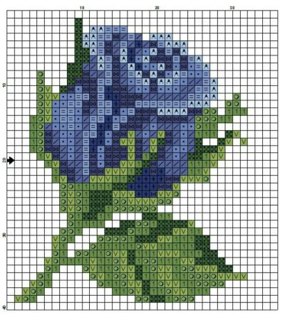 Синие цветы крестиком