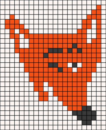 Лис по клеточкам лёгкий