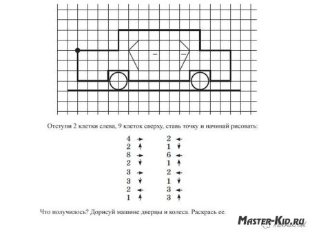 Математический диктант 5-6 лет для дошкольников по клеточкам