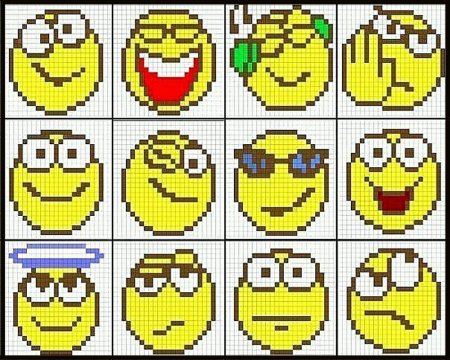 Рисование по клеткам смайлики