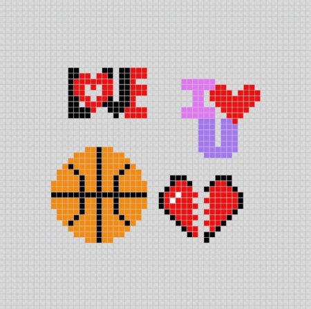 Рисование по клеточкам разбитое сердце