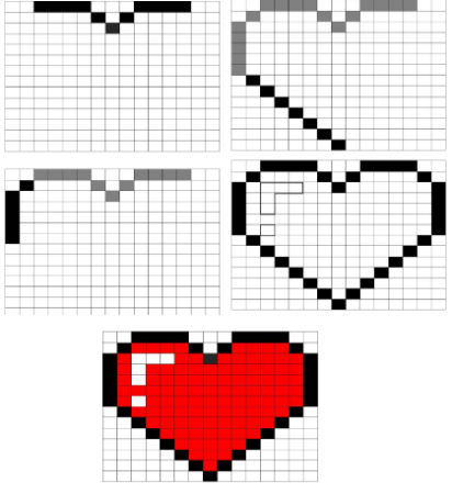 Рисунки по клеточкам в тетради сердечки