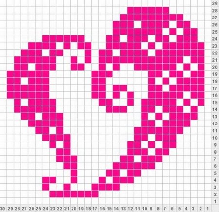 Сердце по клеточкам для вязания