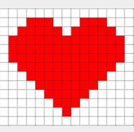 Рисунки по клеточкам сердце